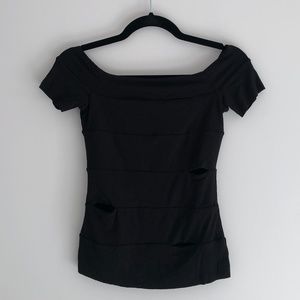 Bailey/44 Black Short Sleeved Top with Cut Outs